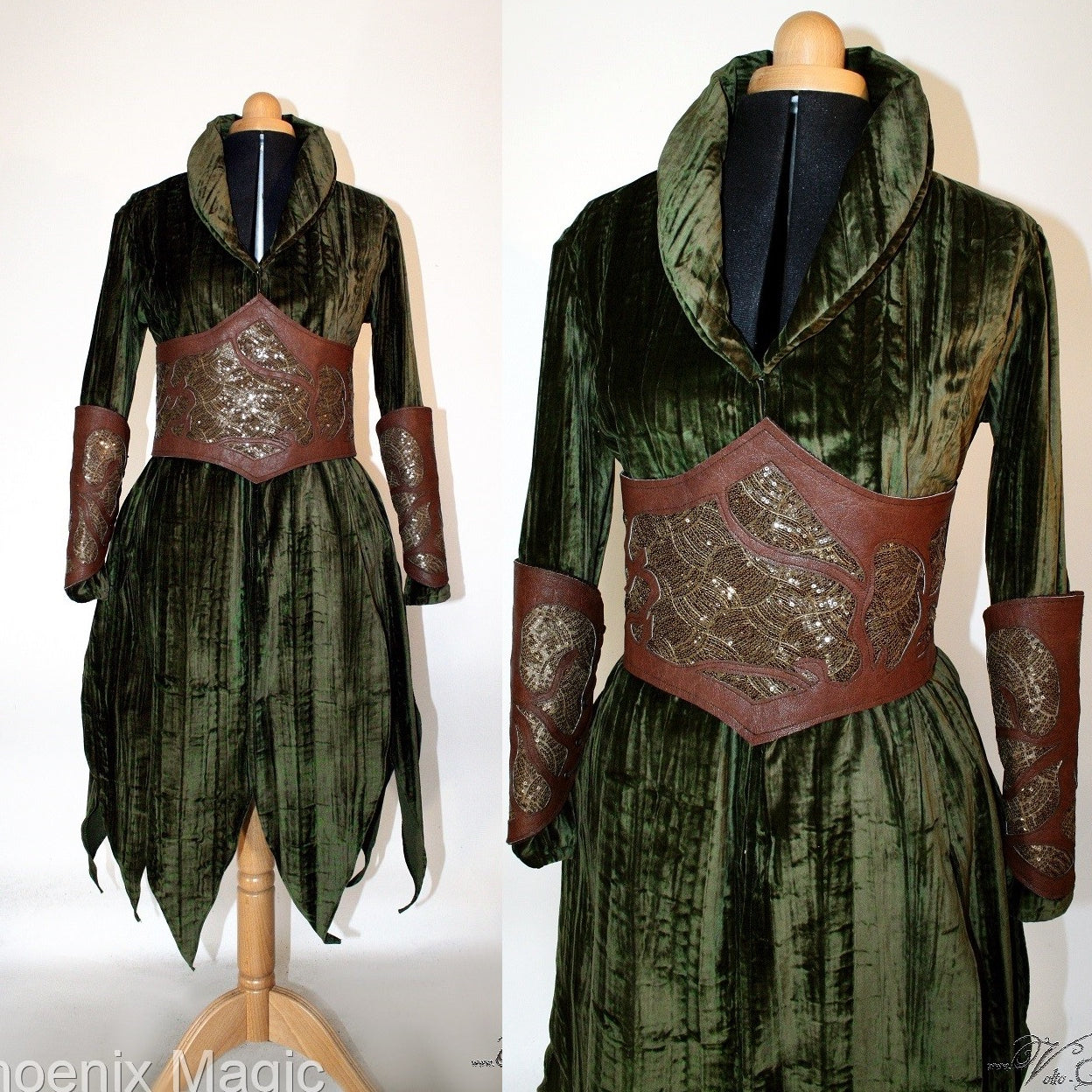 Der Hobbit Tauriel Kostüm mit Kleid, Gürtel und Armschienen Herr der Ringe Elben Cosplay Kostüm